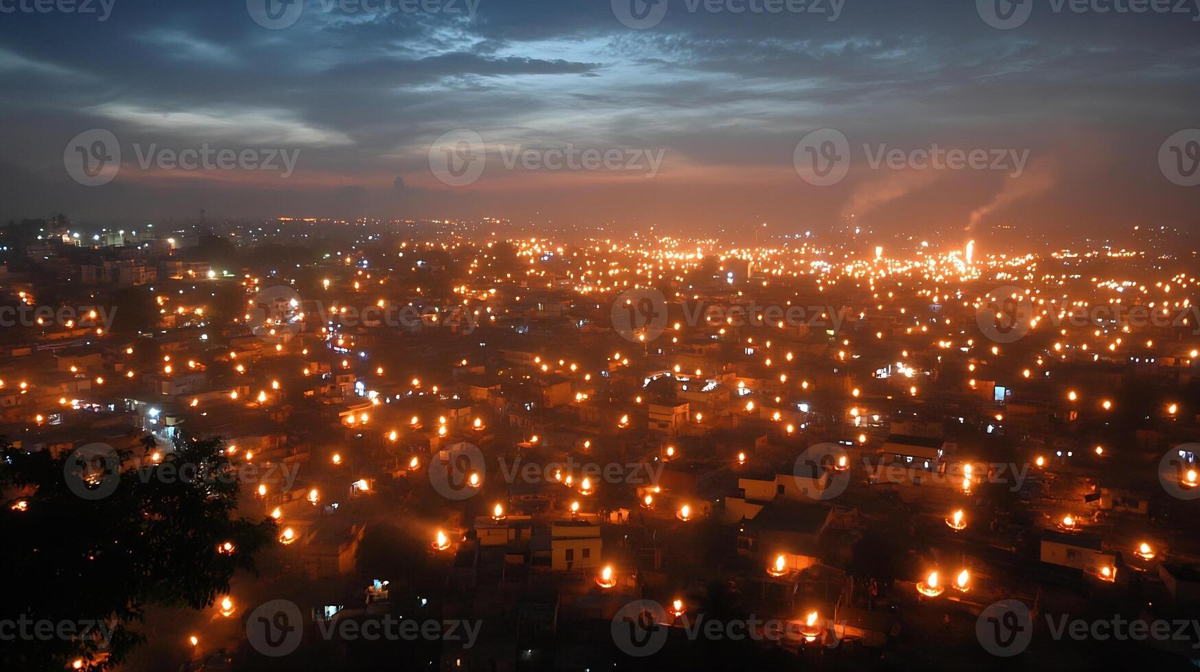 Spectacular Cityscape at Night Illuminated by Countless Glowing Lights photo