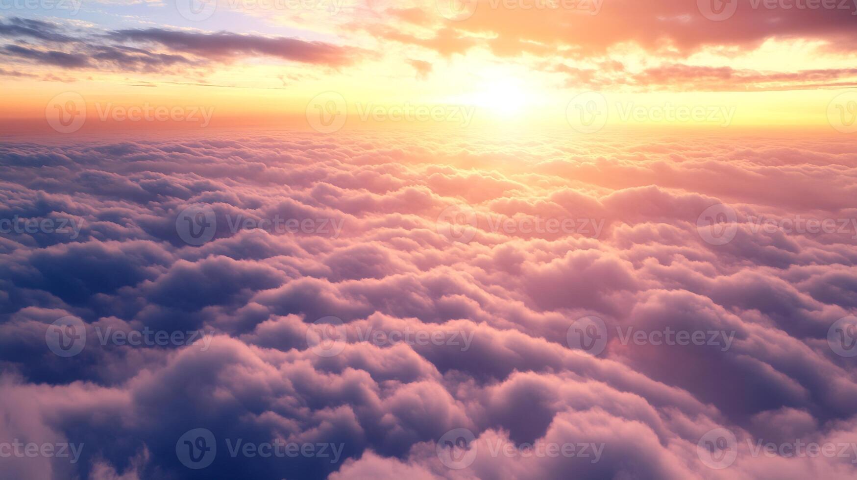 Breathtaking Sunset Over Fluffy Clouds in the Sky photo
