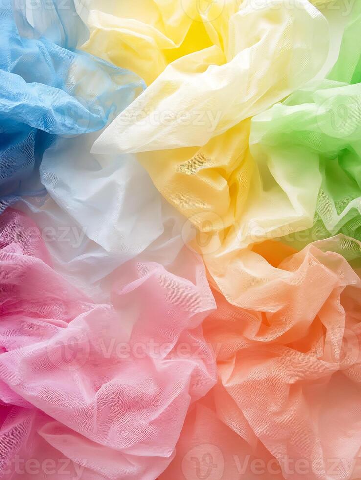 Soft and Pastel Colored Textures of Tulle Fabric for Creative Design photo