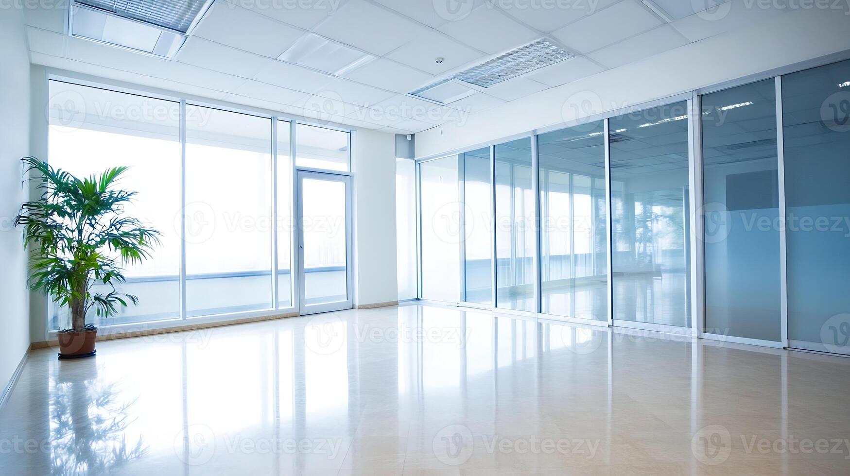 Modern Empty Office Space with Large Windows and Natural Light photo