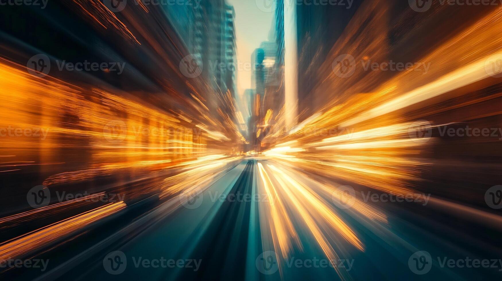 Abstract City Speed Motion with Blurred Lights and Urban Energy photo
