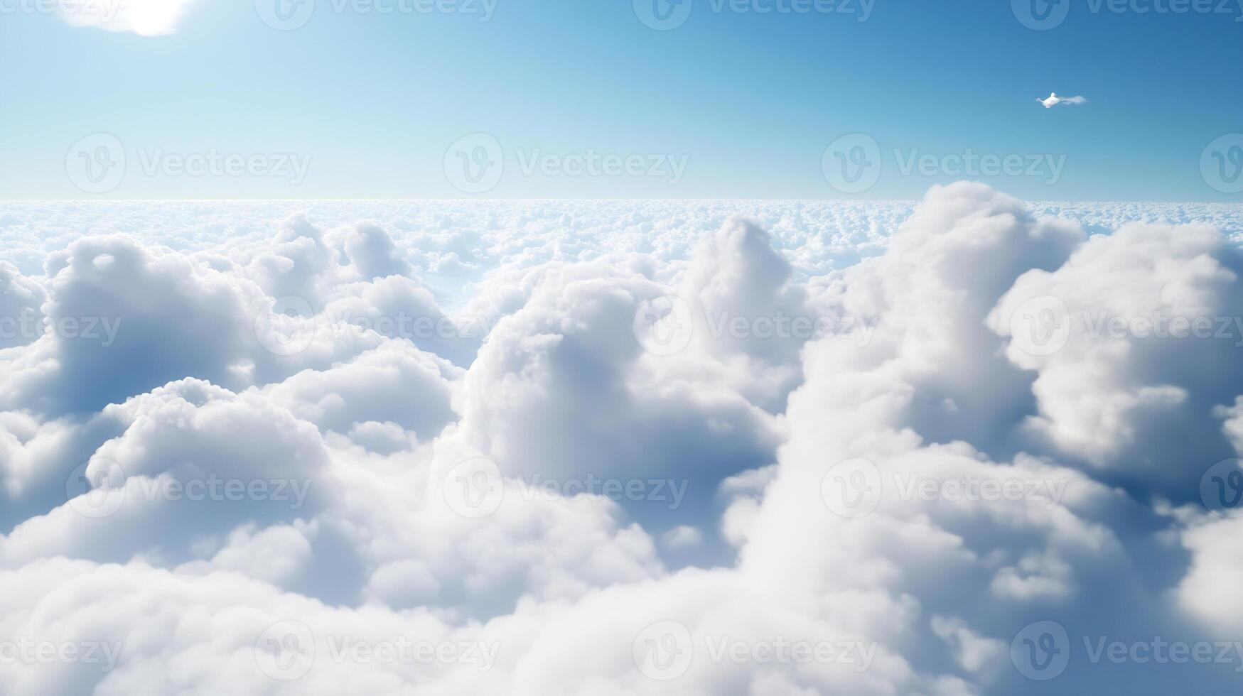 Aerial View of Fluffy White Clouds Under Bright Blue Sky photo
