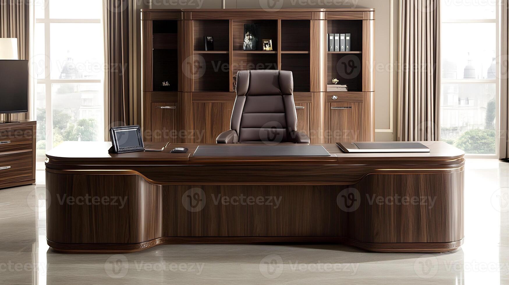 Luxurious Executive Office Furniture with Modern Wooden Desk and Chair photo