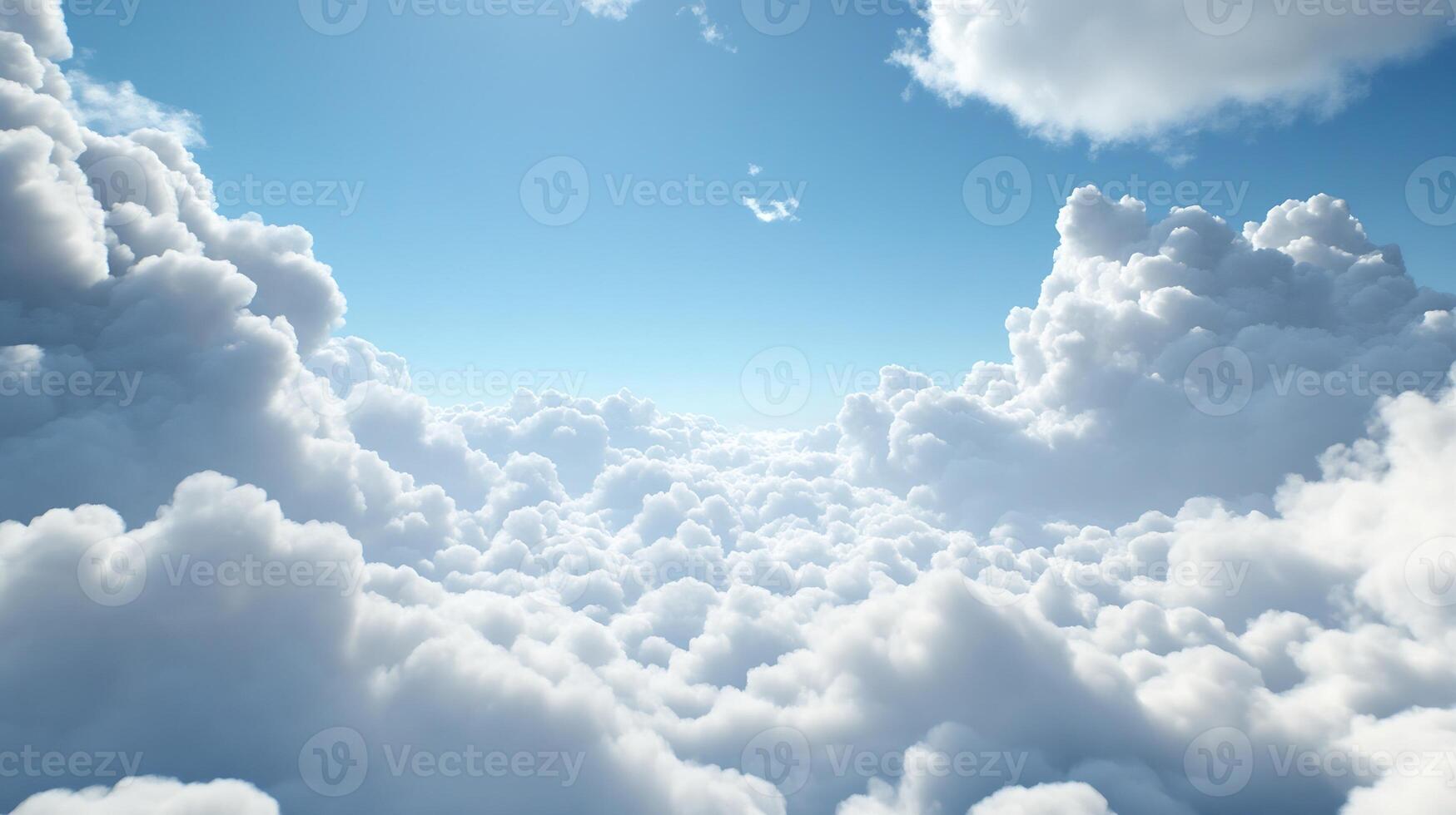 Serene and Endless Cloudscape with Bright Blue Sky and Soft Clouds photo