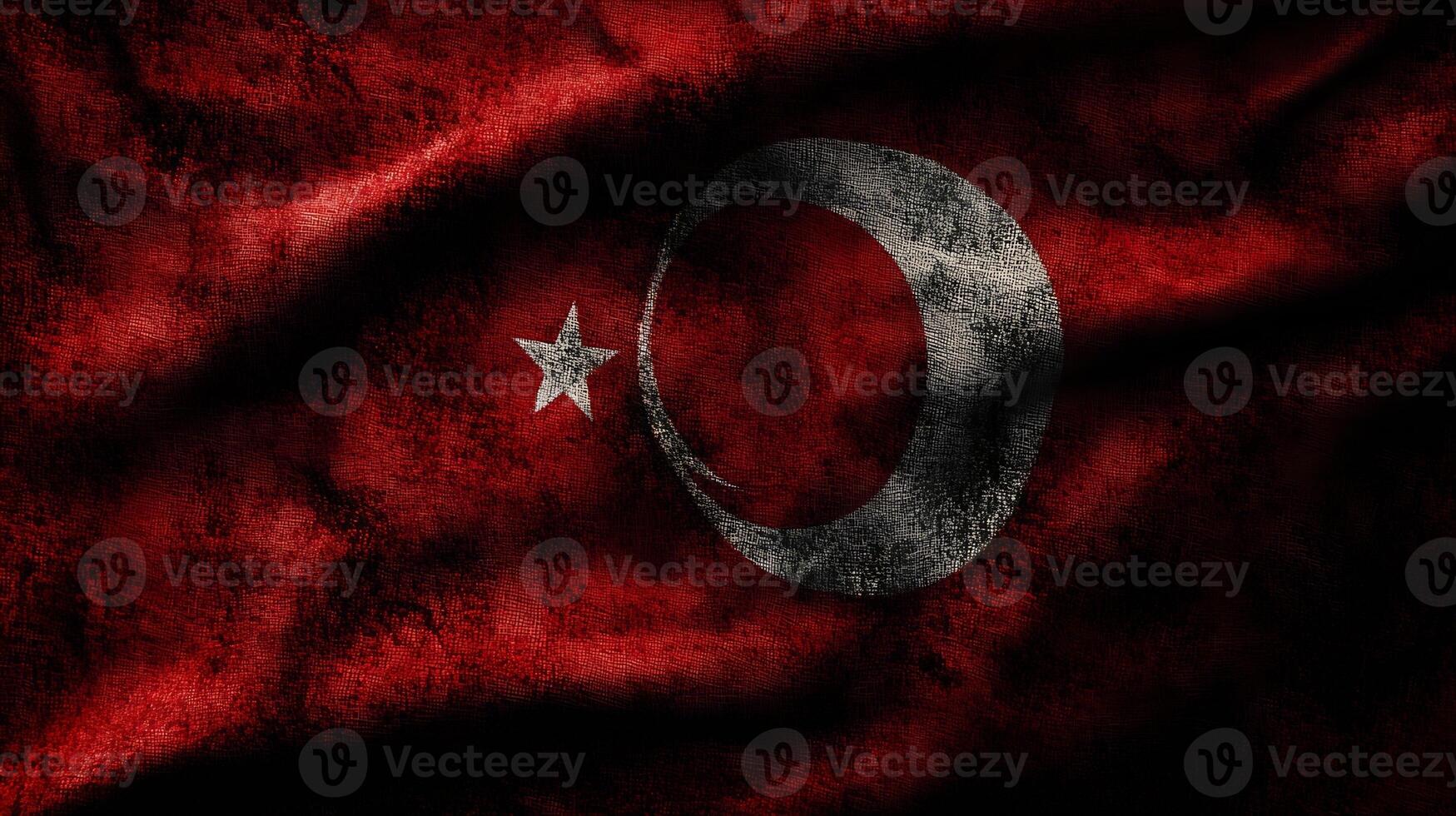 Textured Grunge Turkish Flag Waving in the Wind Full View photo