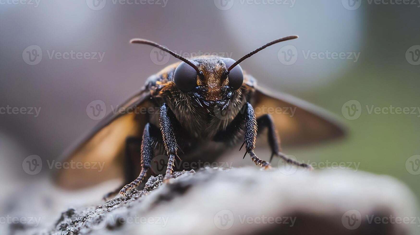 Closeup of a Carpenter Bee on a Rock in Natural Habitat photo
