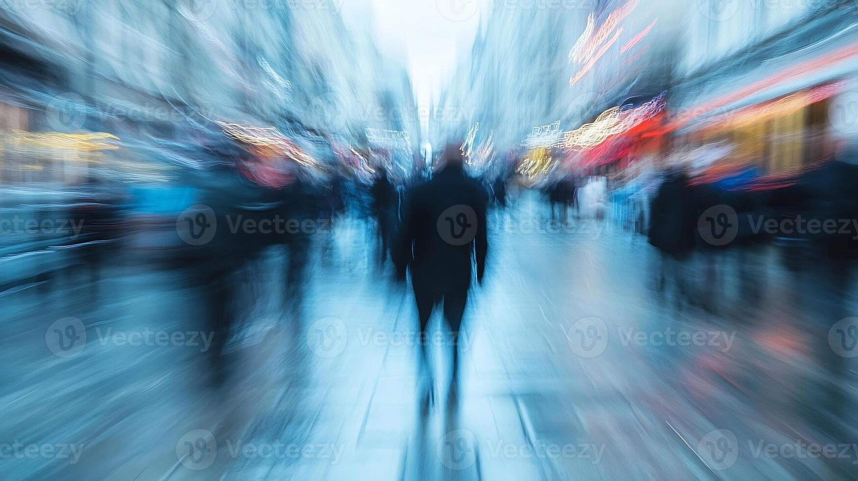 Blurred Urban Scene with Motion Effect Indicating Speed and Movement photo