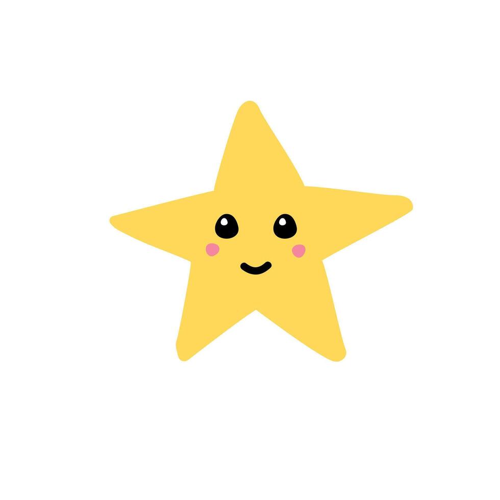Hand drawn doodle sketch star with face vector