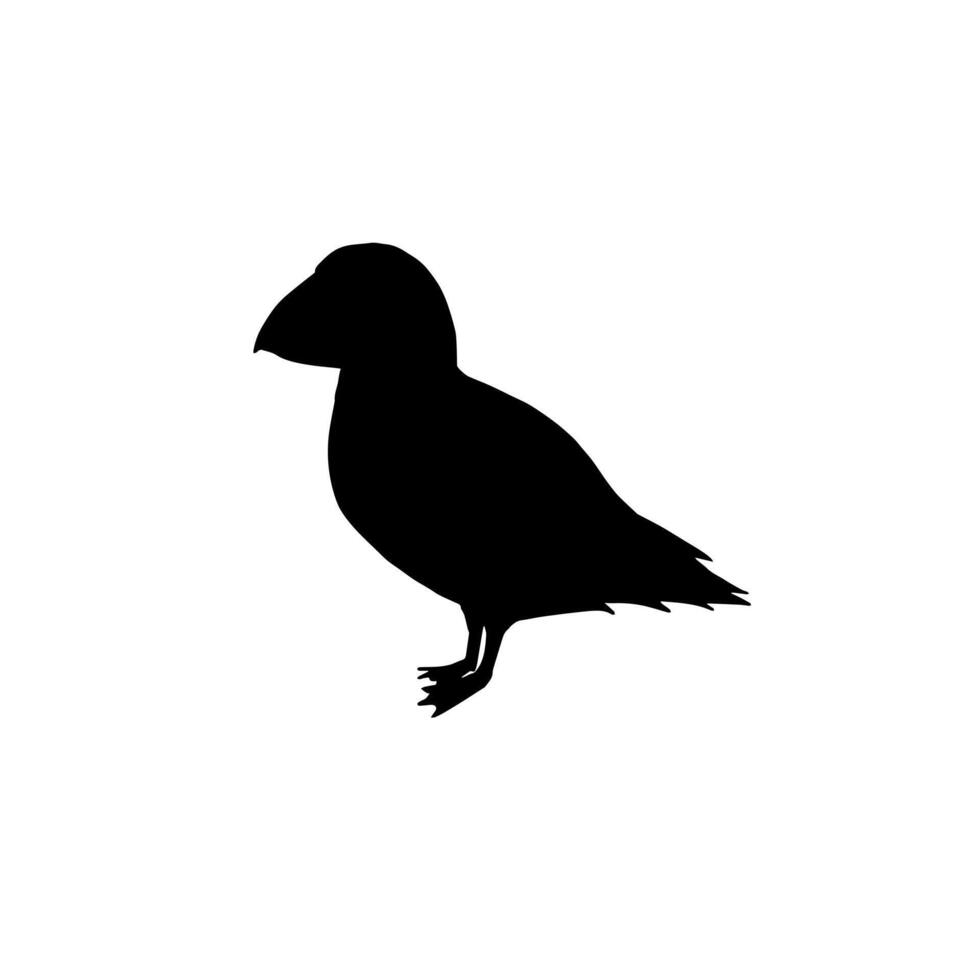 Black puffin bird silhouette vector