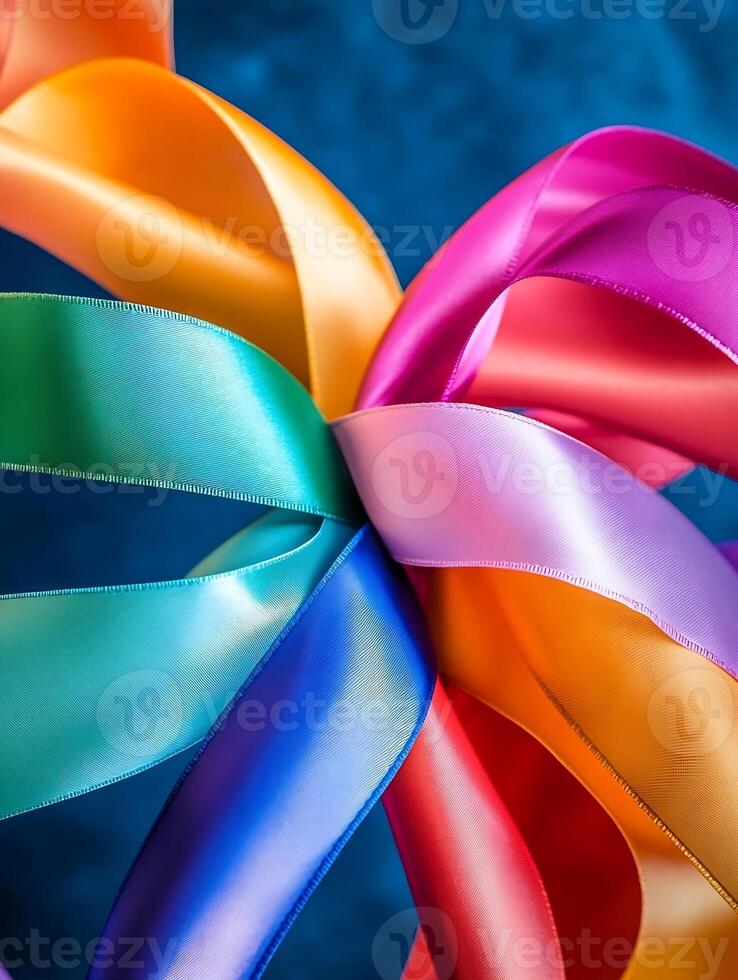 Vibrant Multicolor Satin Ribbons Styled in Elegant Overlapping Twirl photo