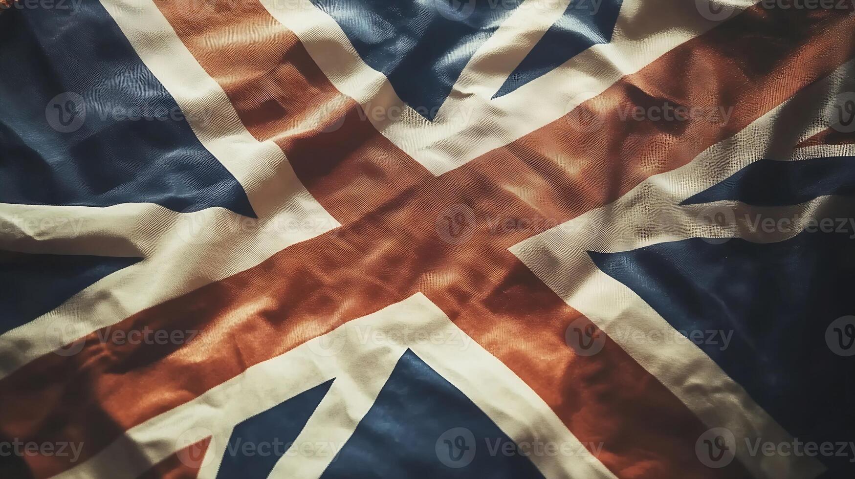 Close-Up of United Kingdom Union Jack Flag with Texture and Rich Colors photo