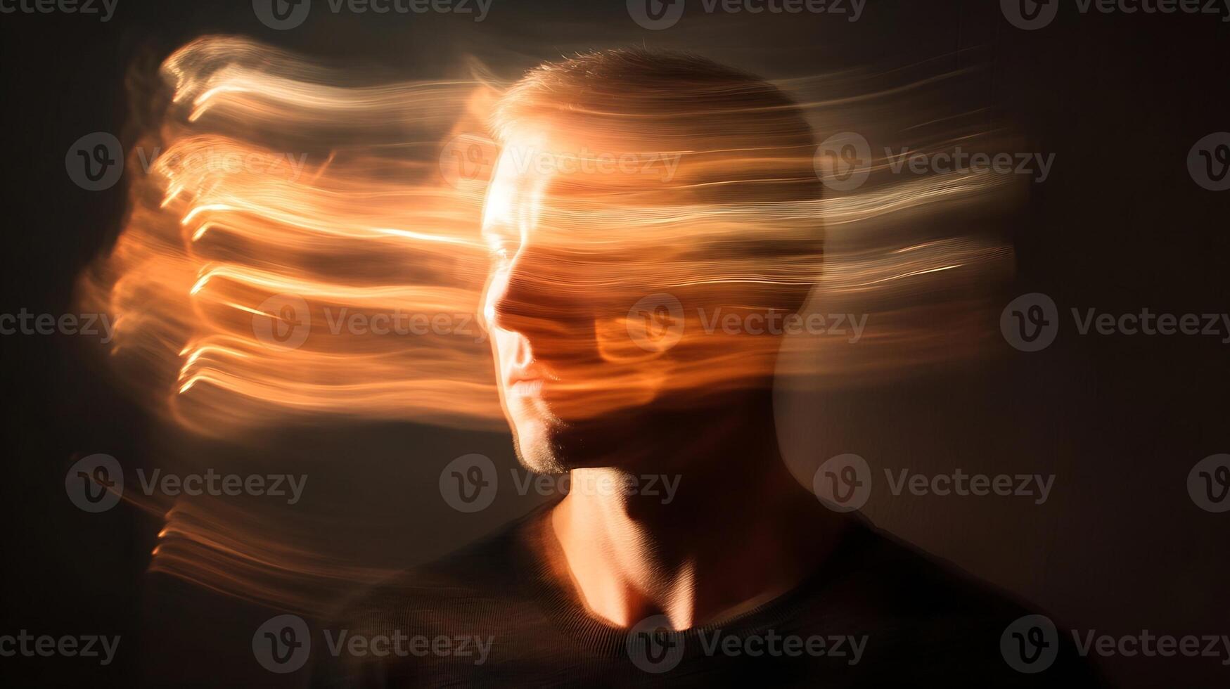 Abstract Long Exposure Portrait with Motion Blur and Light Trails photo