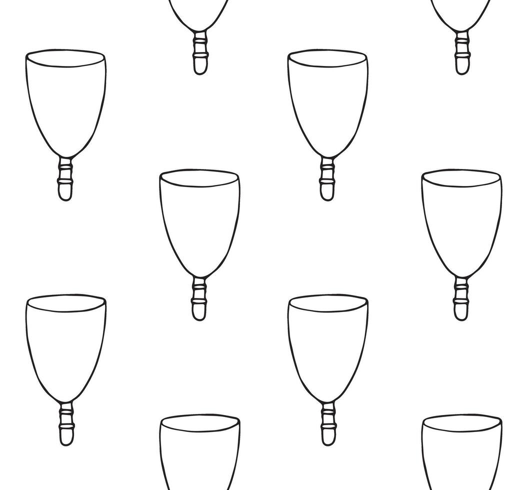 Seamless pattern of Hand drawn doodle sketch menstrual cup isolated on white background vector