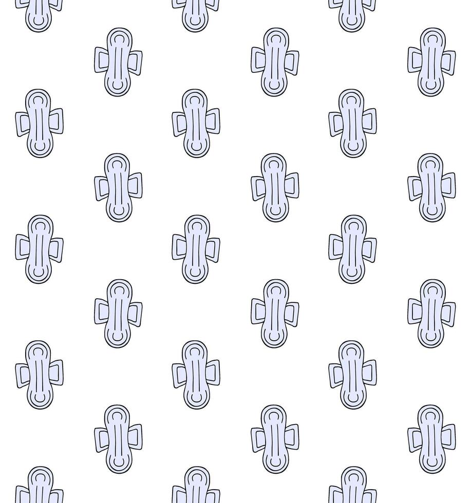Seamless pattern of hand drawn sketch menstrual pad napkin isolated on white background vector