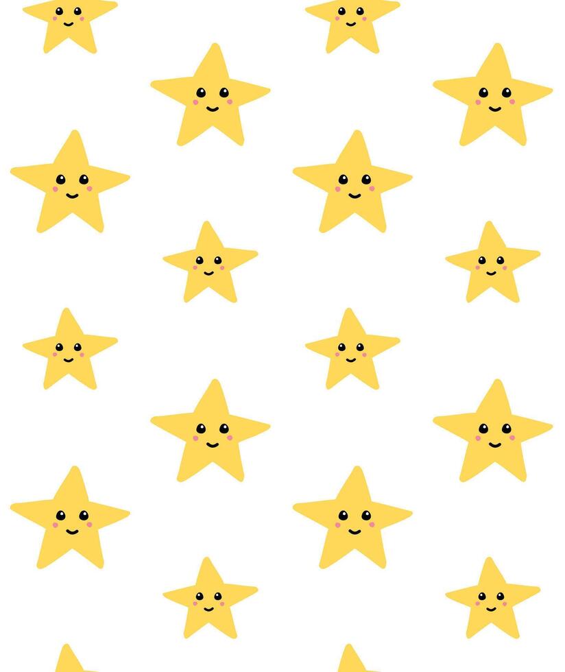 Seamless pattern of hand drawn doodle sketch star with face isolated on white background vector