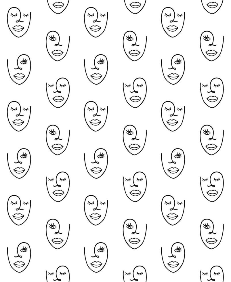 Seamless pattern of female face vector