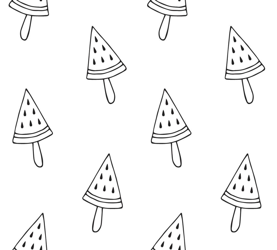 Pattern of watermelon ice cream vector