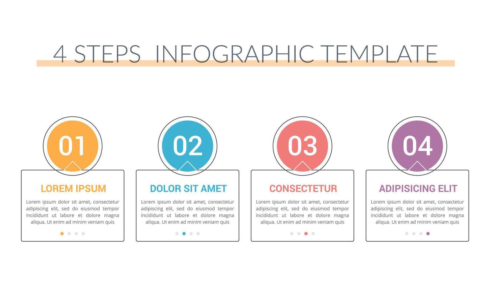 Infographic template with four steps or options, linear design vector