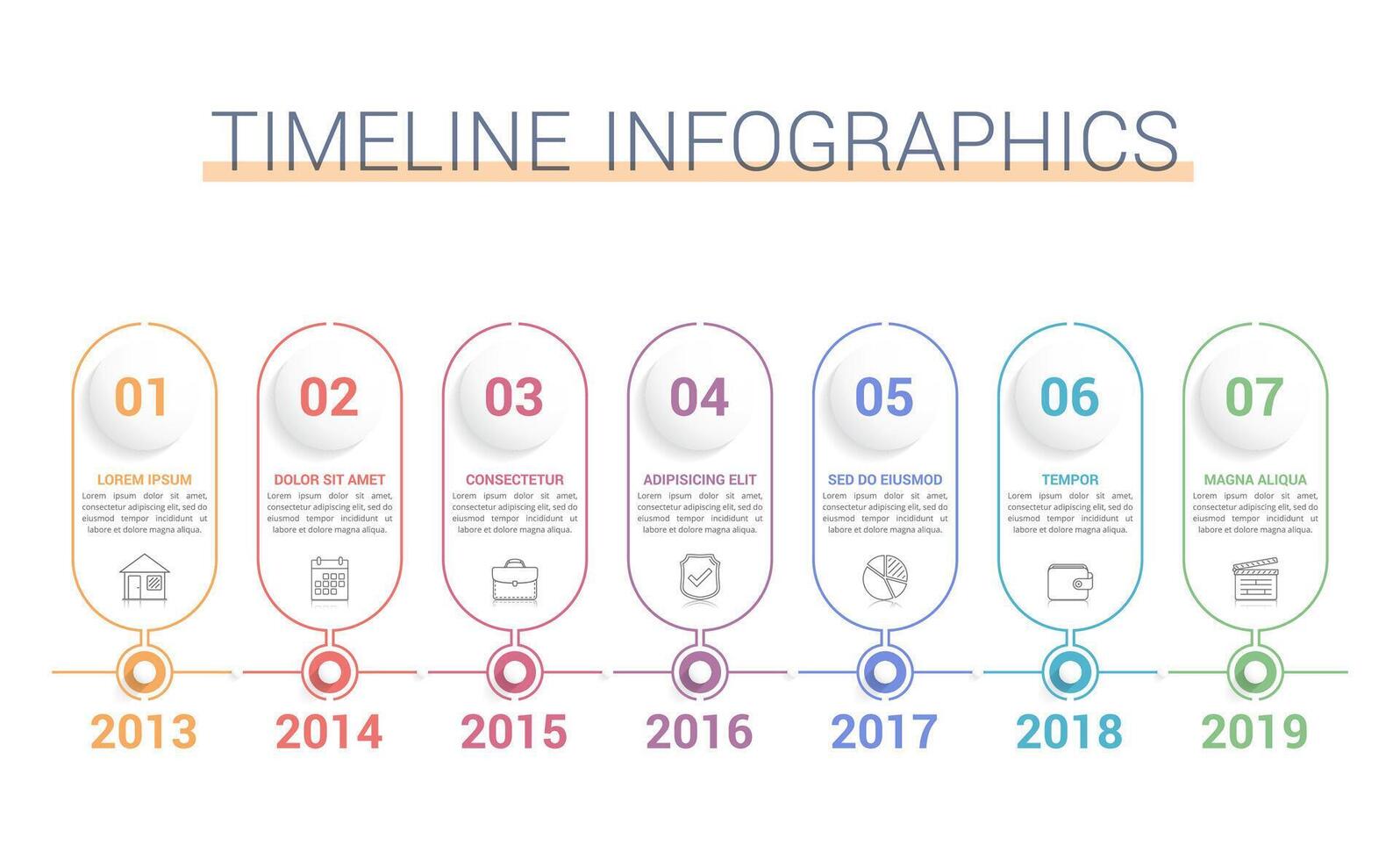 Timeline infographics template with five vertical elements vector