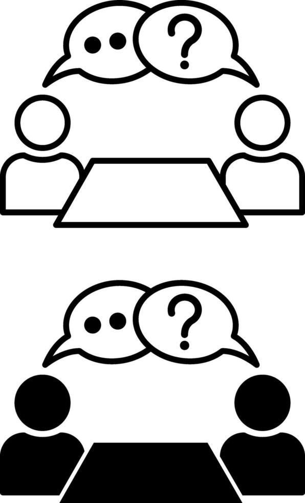 Consultation Icons. Black and White Icons. Experts Meeting, Employee Advice. Meeting Concept vector