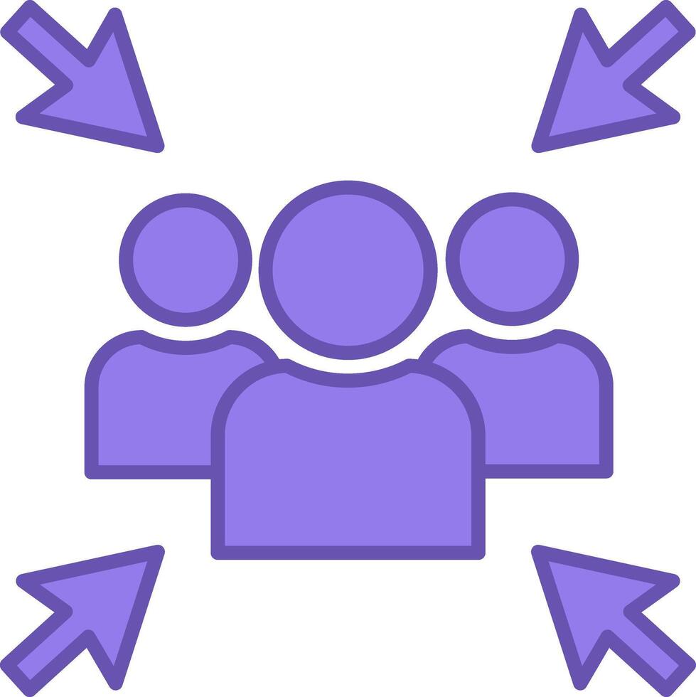 Meeting Point Color Icon. Icon. Directional Arrows. Gathering of People in a Specific Location vector