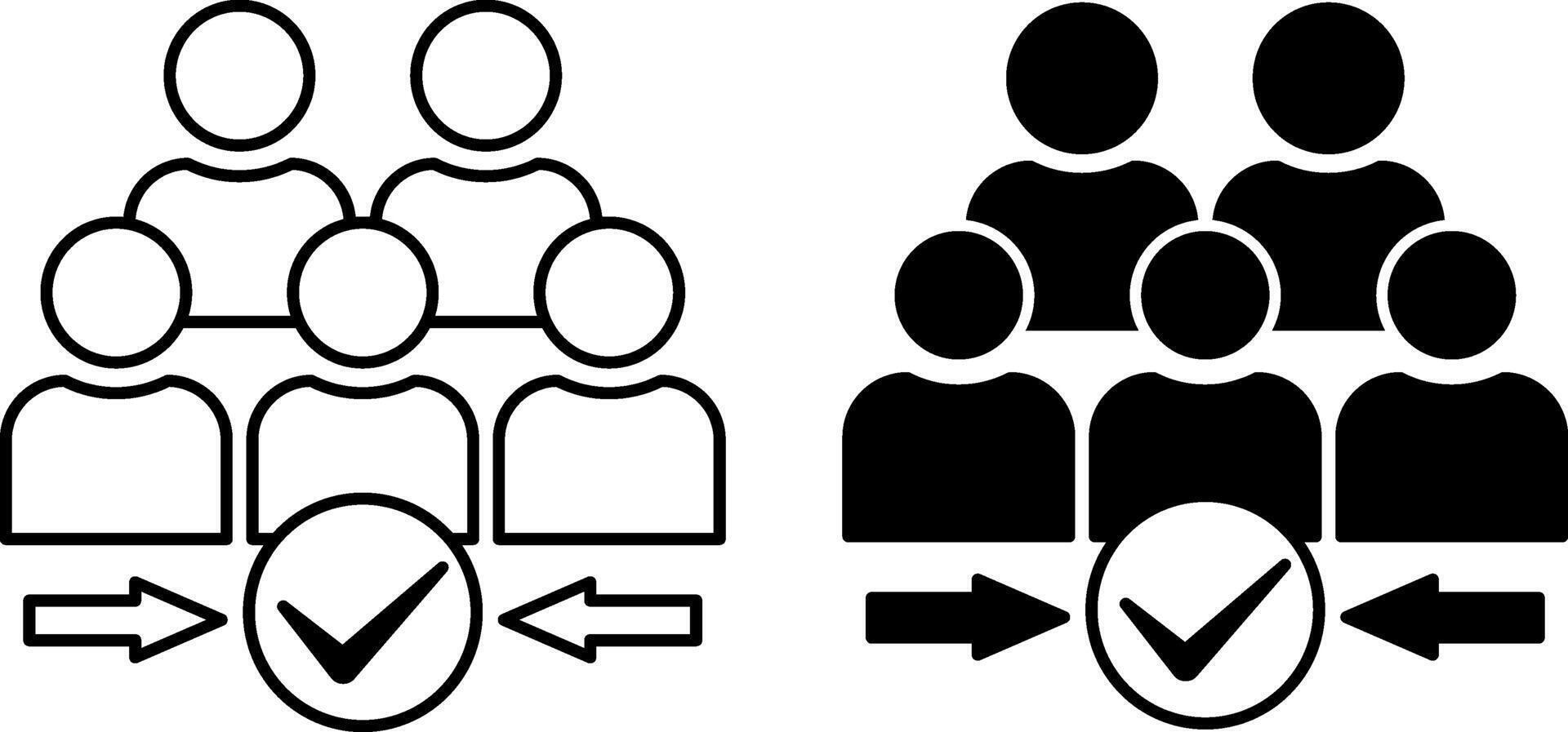 Assembly Icons. Black And White Icons. Group Of People. Meeting Concept vector