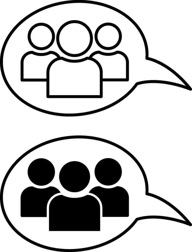 Group Talk Icons. Black and White Icons. Group of People Discussing Important Issues. Meeting Concept vector