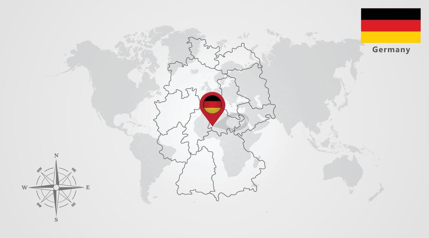 Germany flag icon design with map outline vector