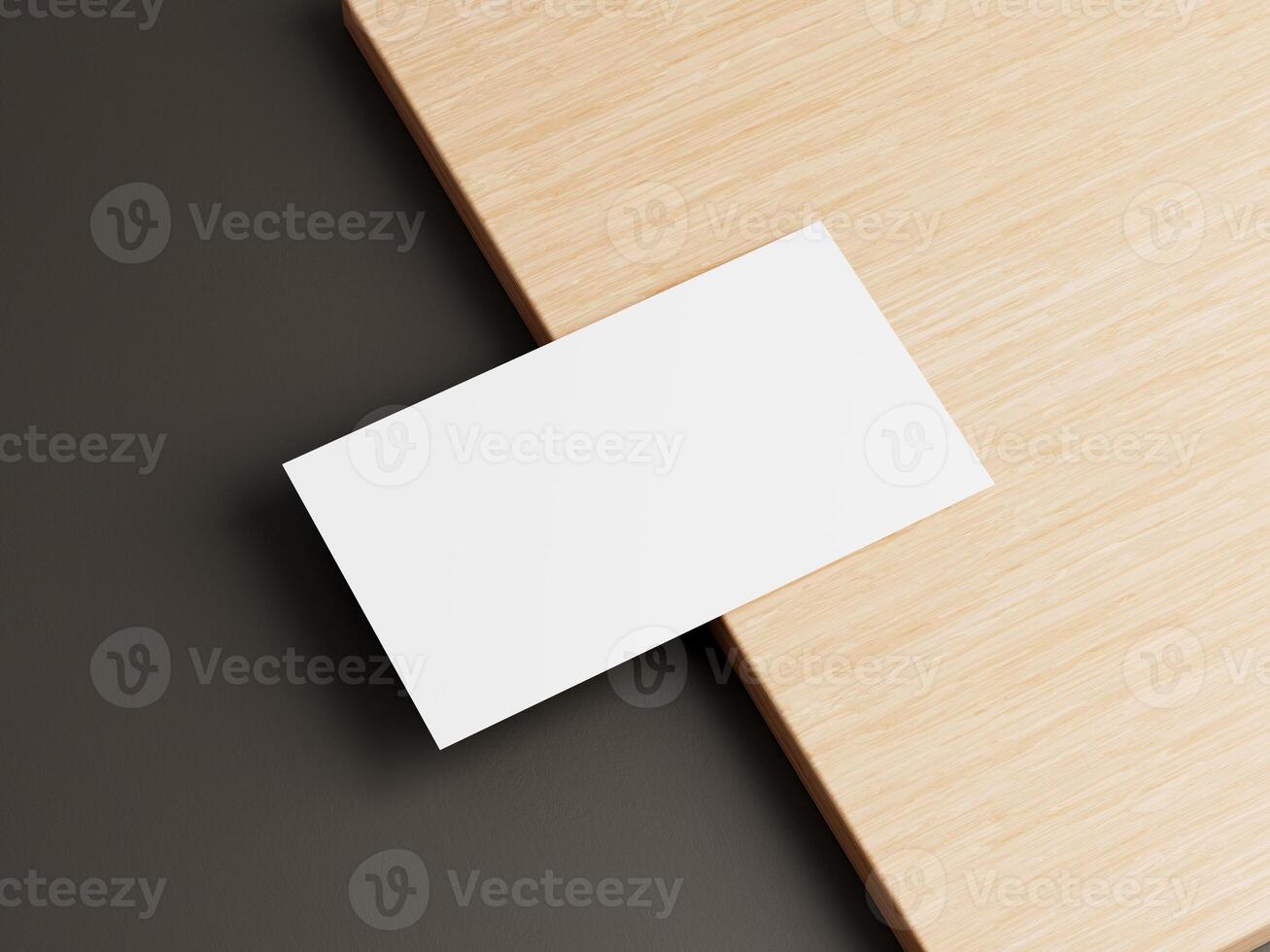 Minimal Business Card Display on Wooden Table photo