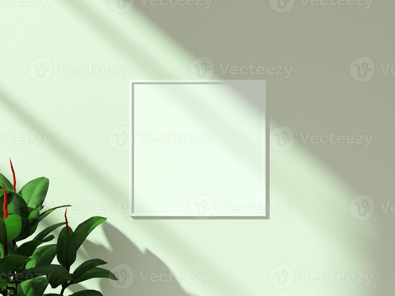Mock Up of Frame in Scandinavian Boho Green Space photo