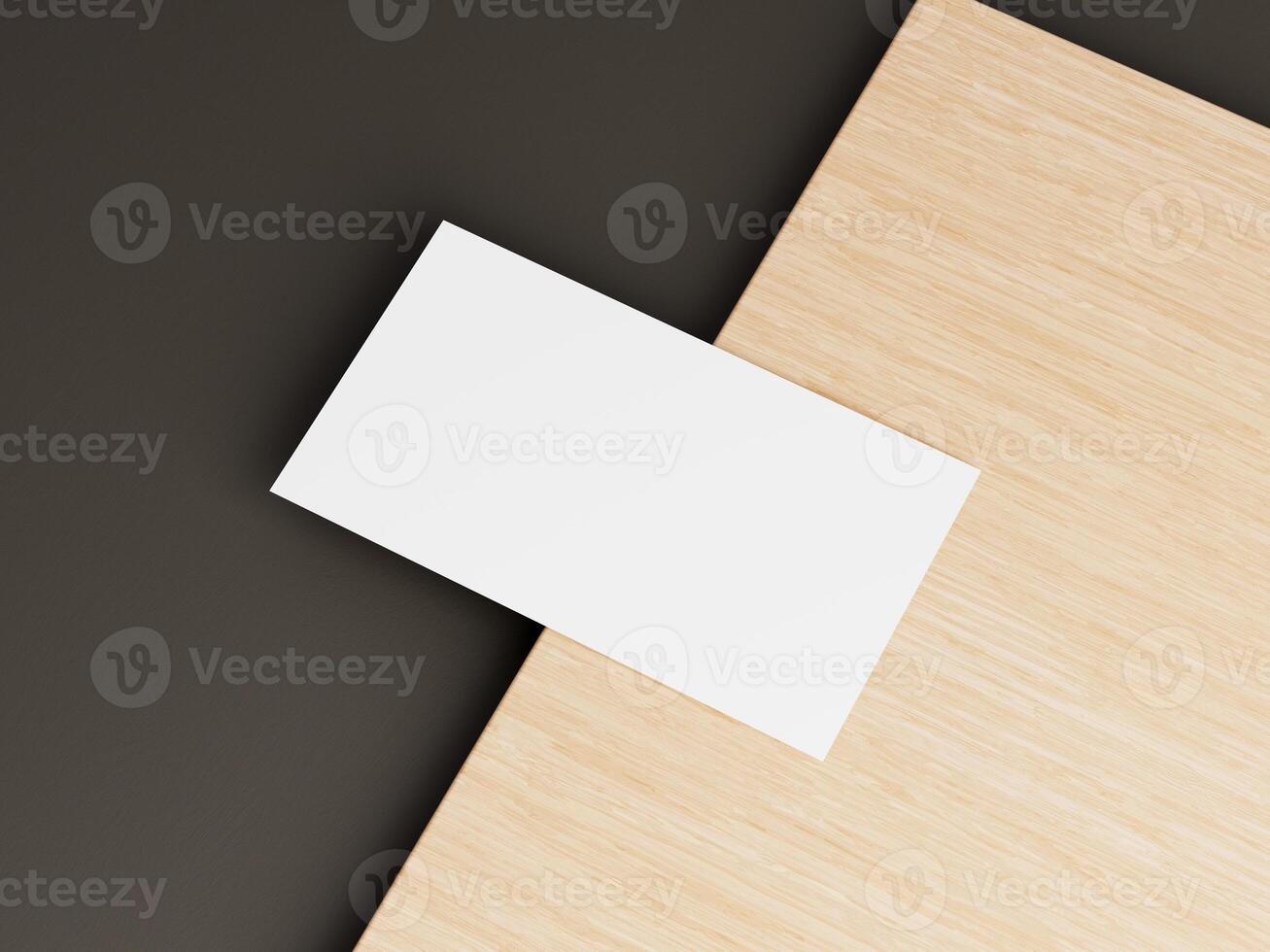 Simple Business Card Mockup on Natural Wood Surface photo