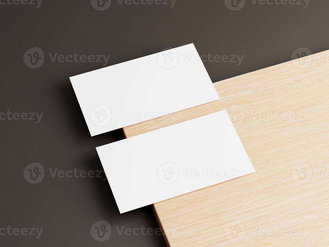 Clean Business Card Design on Rustic Wooden Background photo