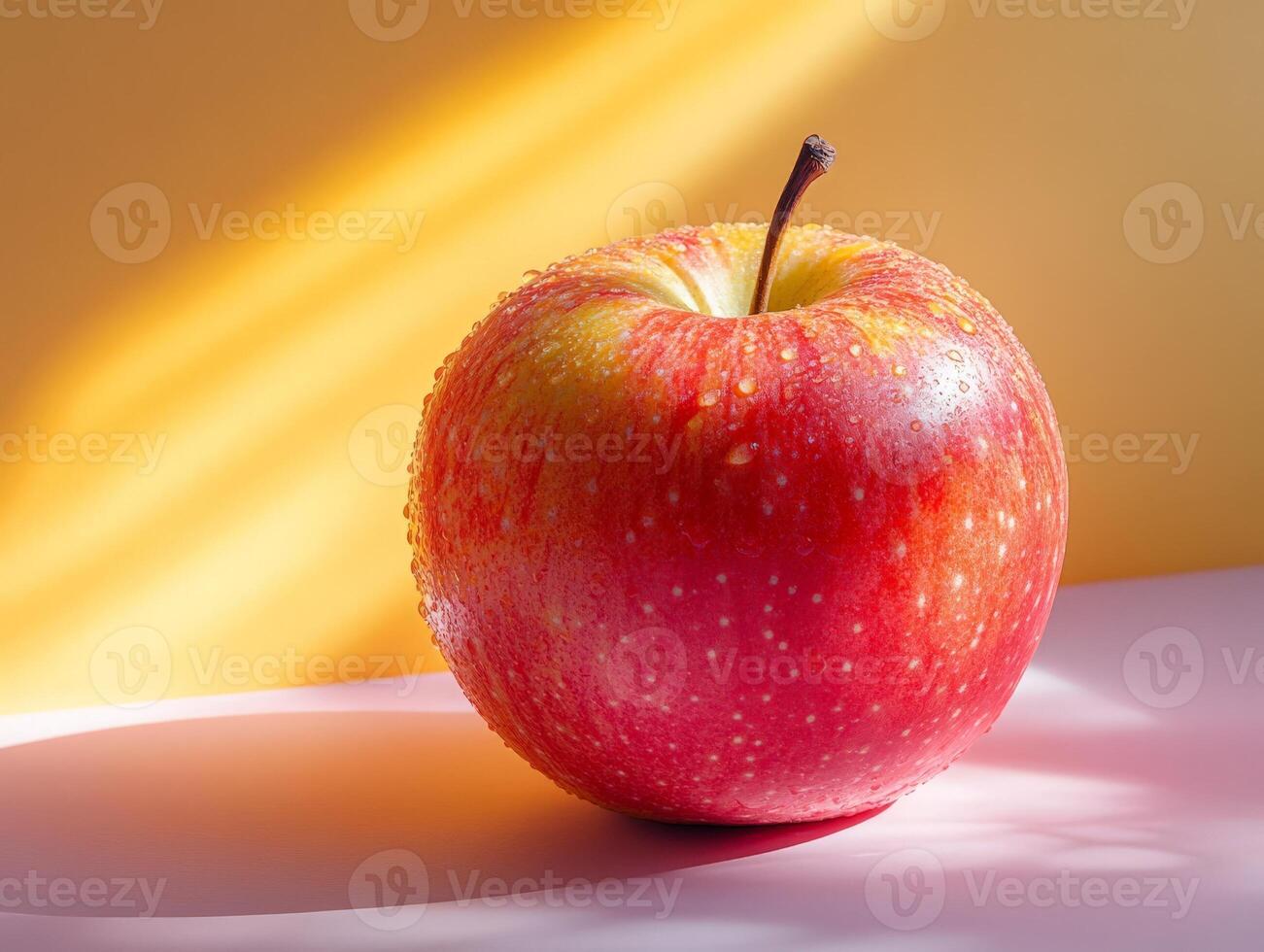A red apple sitting on a table photo