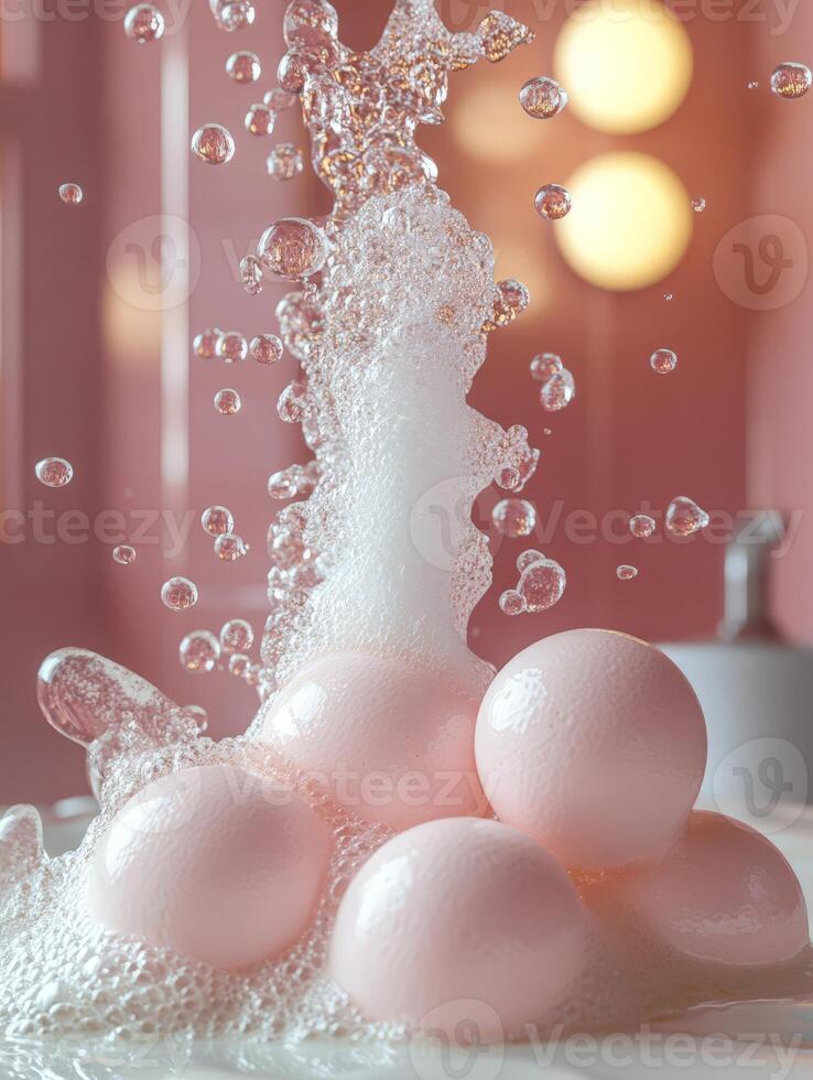 A bowl of pink eggs photo