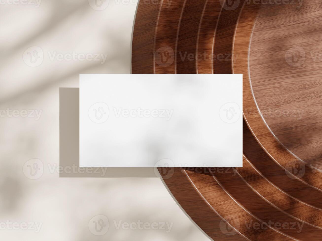 Professional Business Card Mockup on Wooden Surface photo
