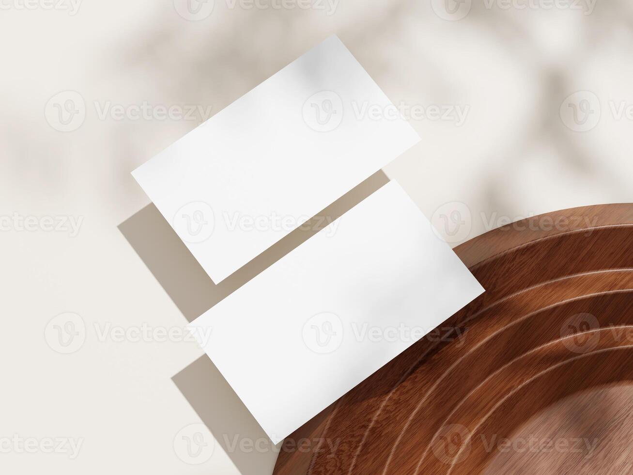 Business Card Mockup for Corporate Branding on Wood photo