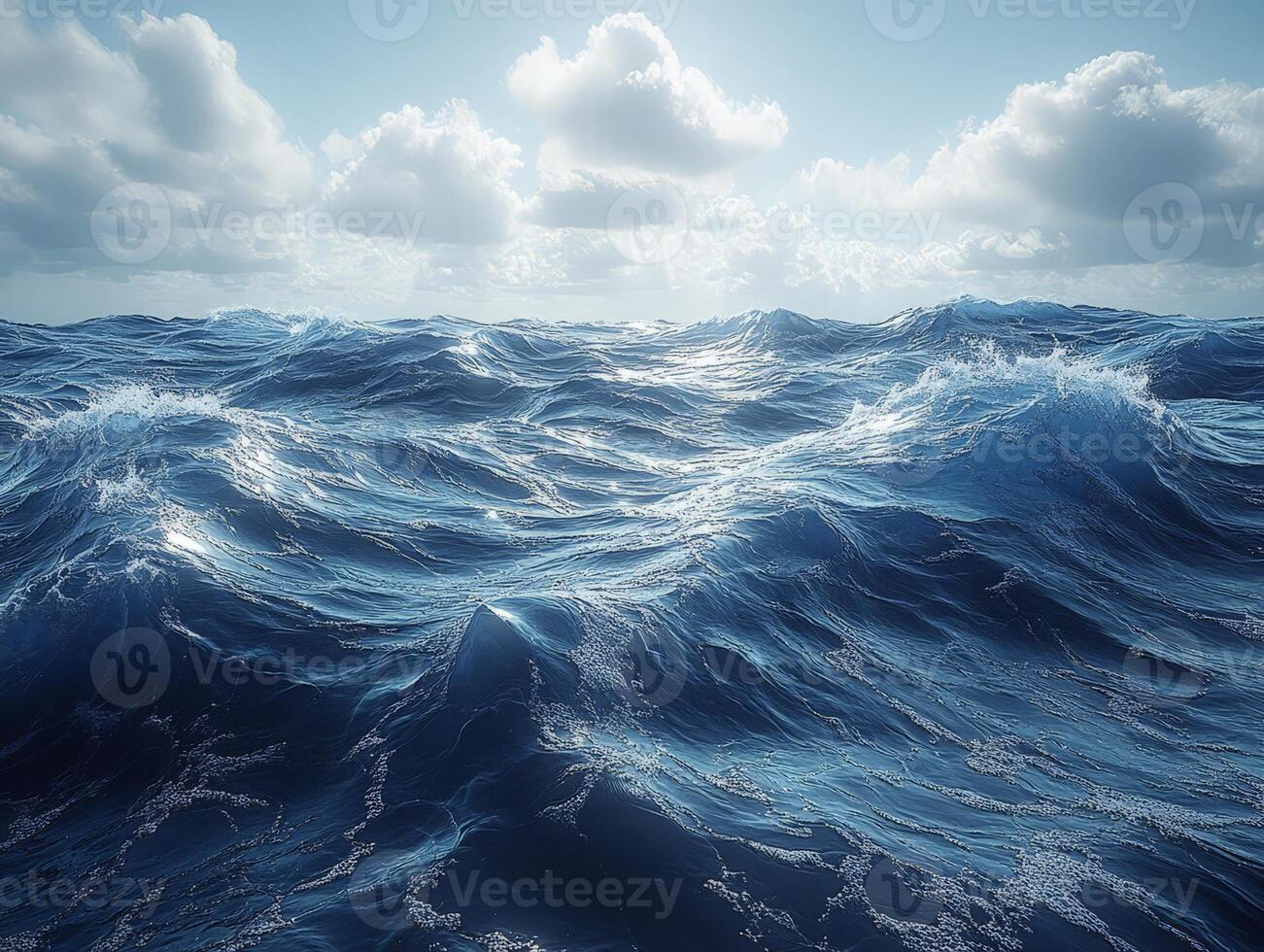 Ocean waves, blue sky, clouds, ocean, sky, ocean waves, blue sky, photo