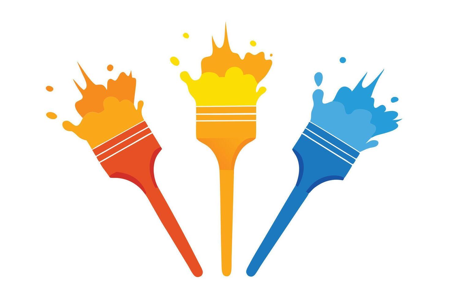 Paintbrushes in Primary Colors Showcase Creativity vector