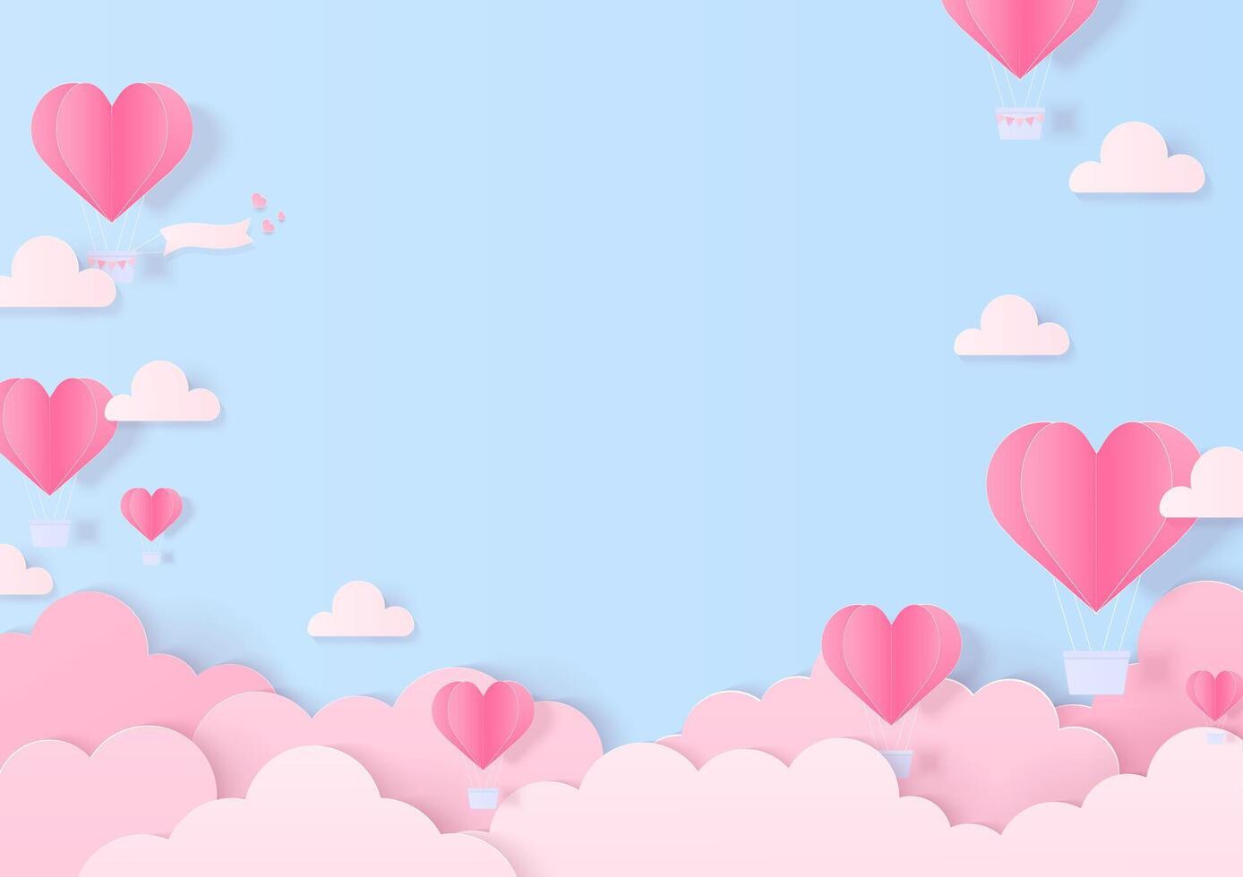Heart balloon in blue sky background vector