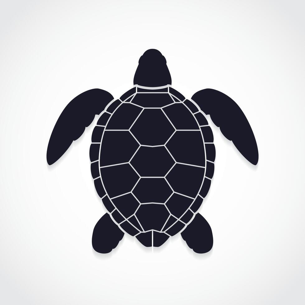 sea turtle black white illustration symbol vector