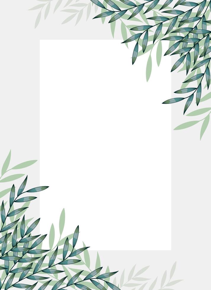 Green leaf illustration design in watercolor color style. Natural background with place for text vector