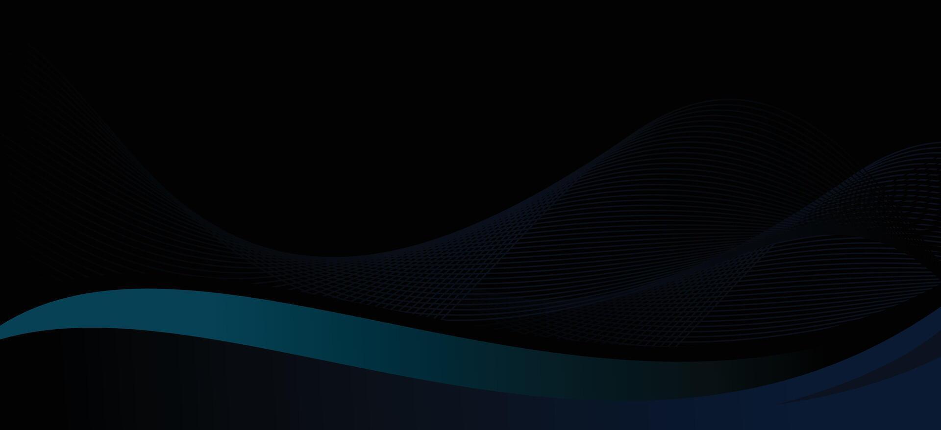 Black background with dark soft blue waves. futuristic background copy space for banner or poster vector