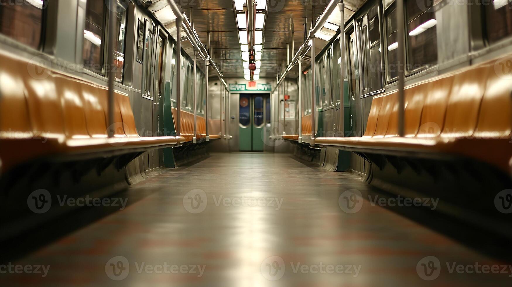 Empty Subway Carraige with Minimalistic Design and Moody Lighting photo