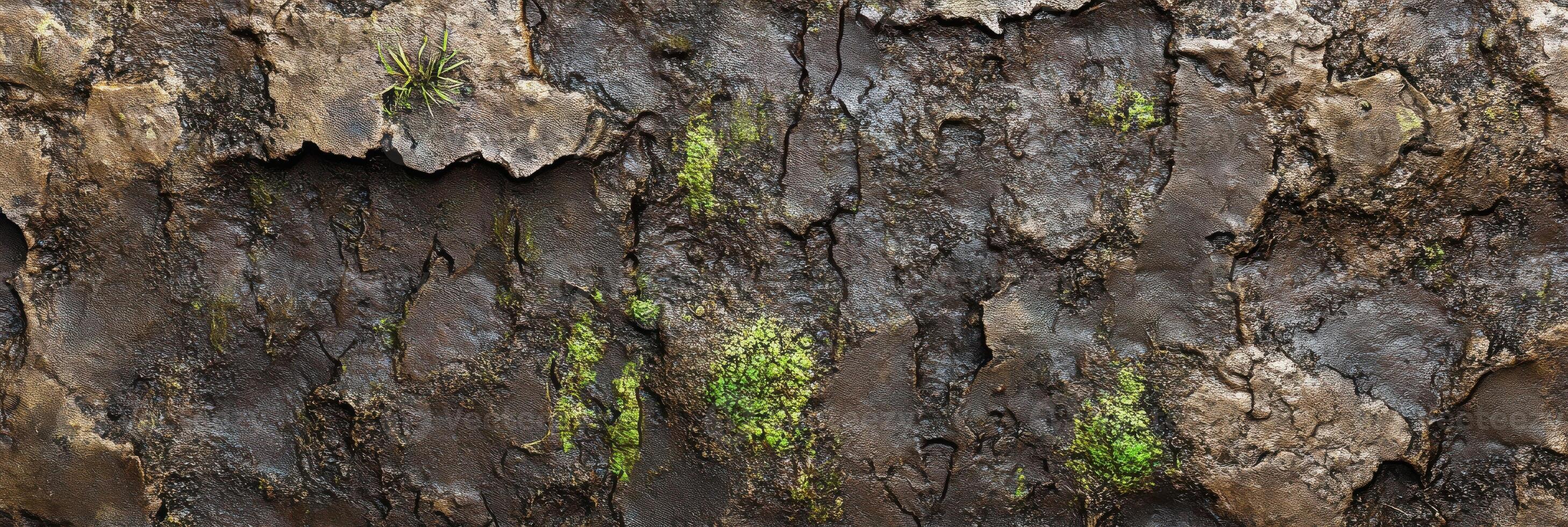 Natural tree bark texture with moss and lichen details captured in forest photo