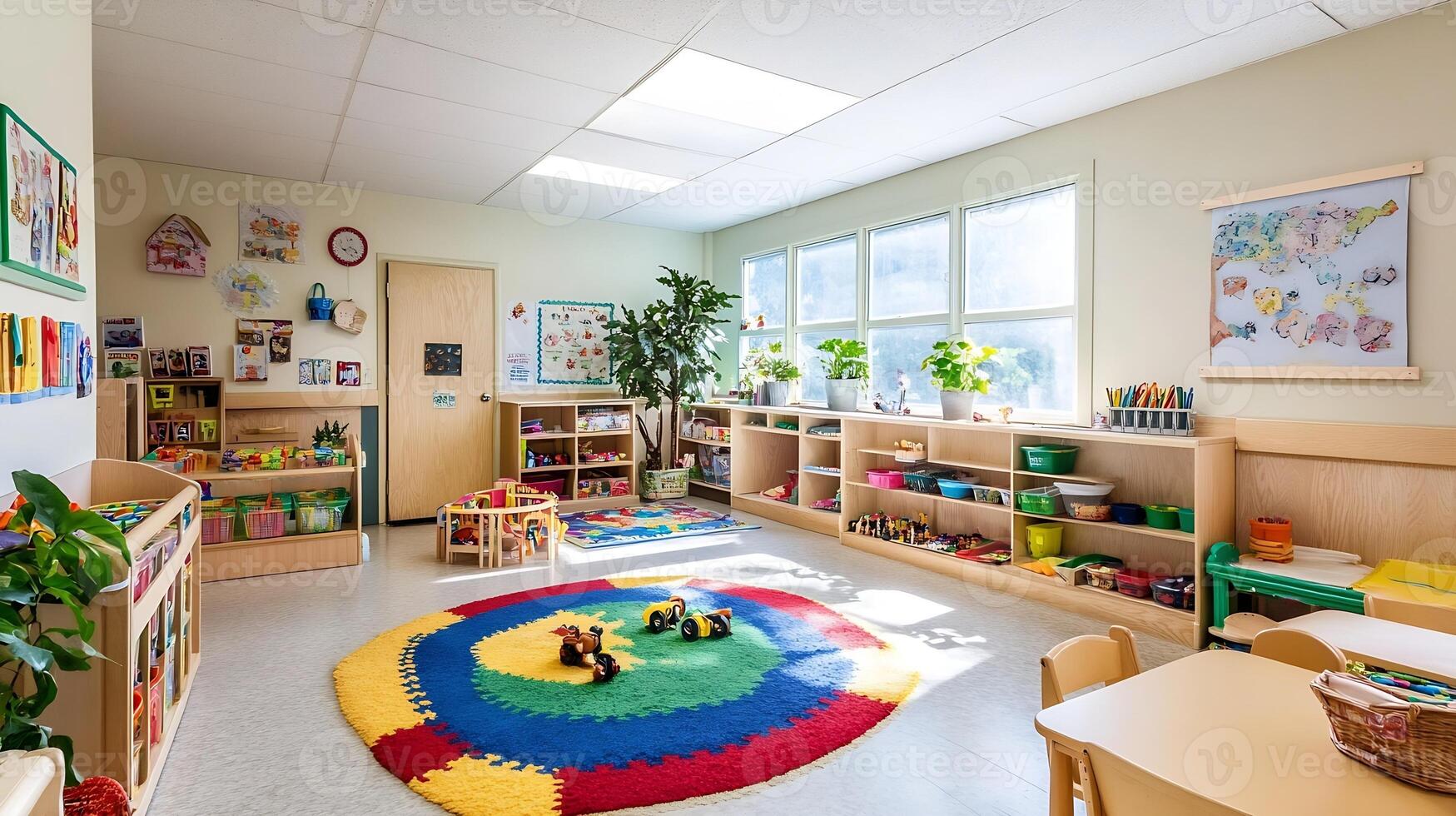 Bright and Colorful Classroom with Learning Materials and Educational Toys photo