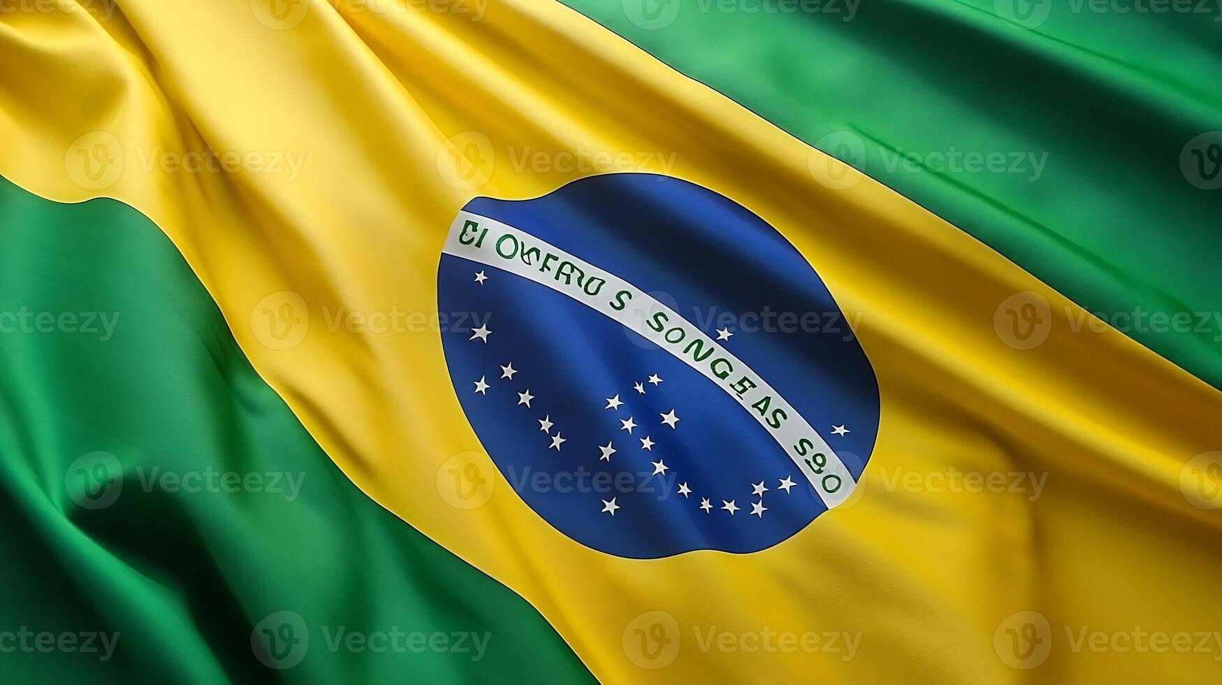 Brazilian National Flag Waving in Vivid Colors Symbolizing Unity and Pride photo