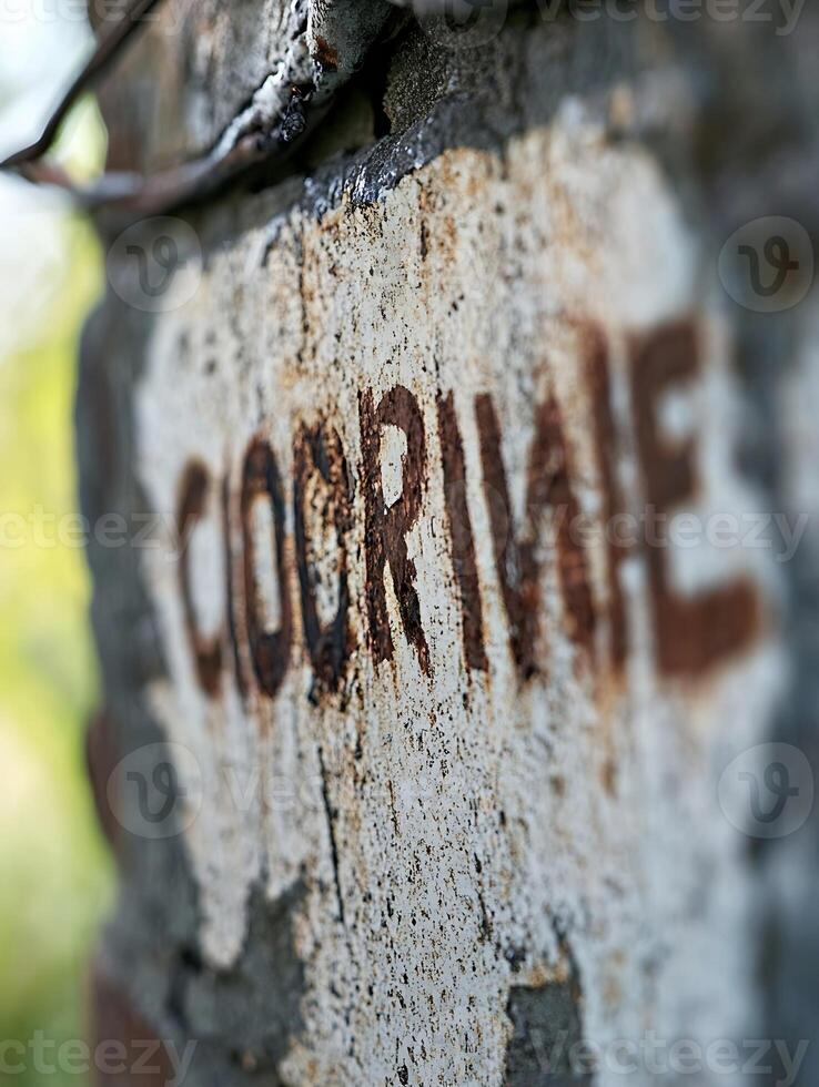 Rustic Weathered Outdoor Signage with Historic Artistic Texture photo