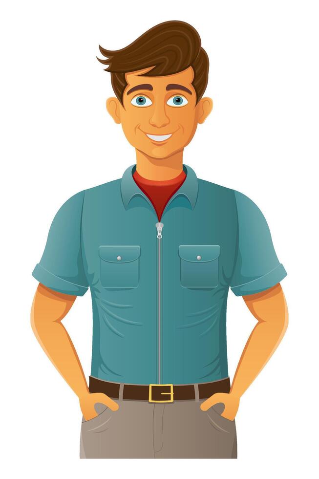 young man is handsome modern and promising illustration isolated on background vector
