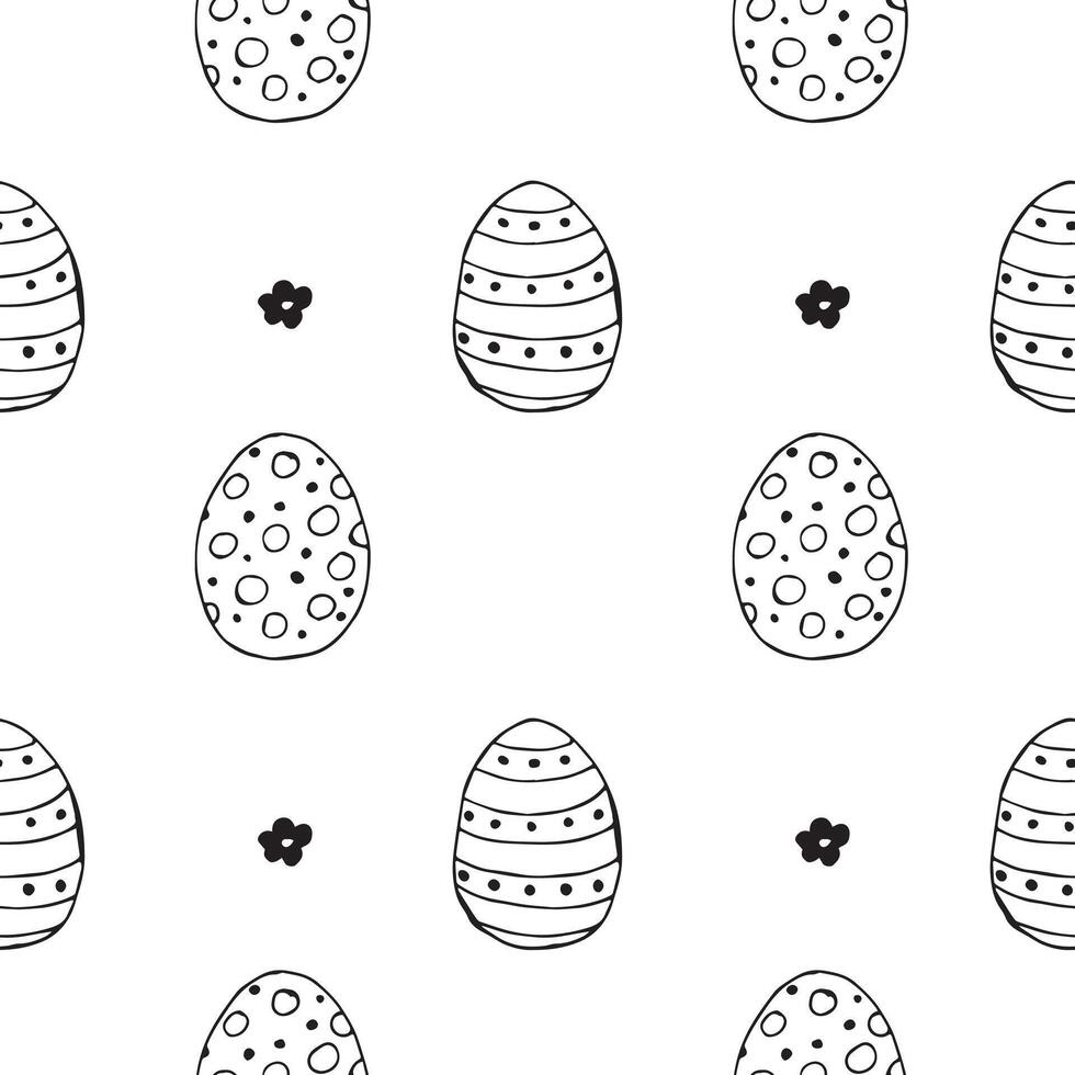 Seamless pattern with doodle easter eggs on white background. Used for wallpaper, textile, background, surface textures. vector