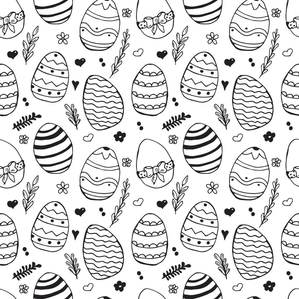 Seamless pattern with doodle easter eggs background. Used for wallpaper, textile, background, surface textures. vector